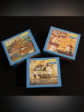 3 Puzzles-Charles Wysocki Blue 1000-Piece Jigsaw Puzzle – Classic Coastal Scene